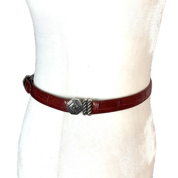 Brighton Red Leather Belt with Silver Accents - Picture 3 of 7